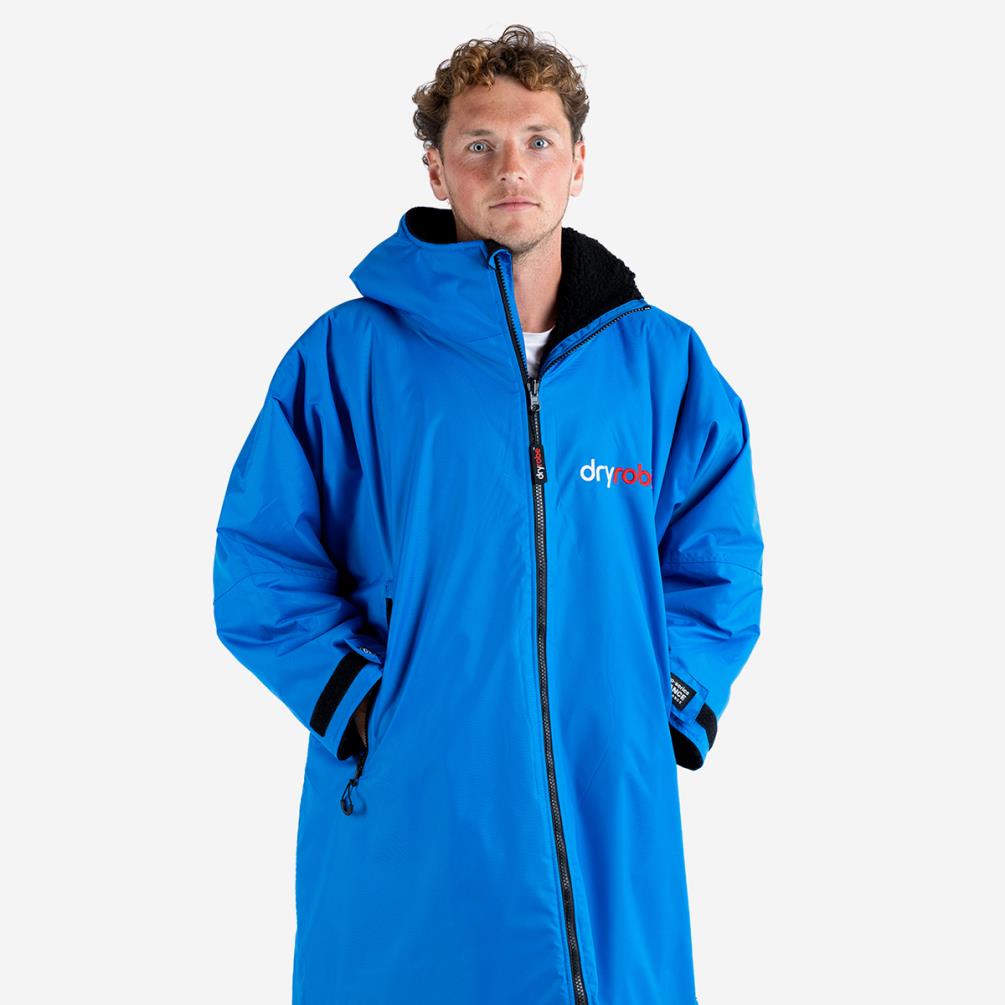 dryrobe Advance Long Sleeve Changing Robe - Cobalt Blue / Black Extra Image 1